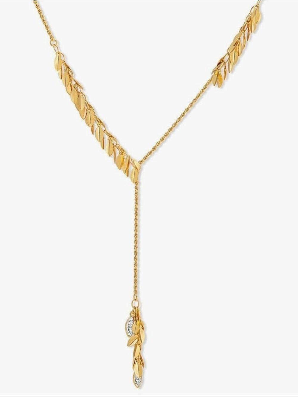 Gold Leaf Lariat Necklace